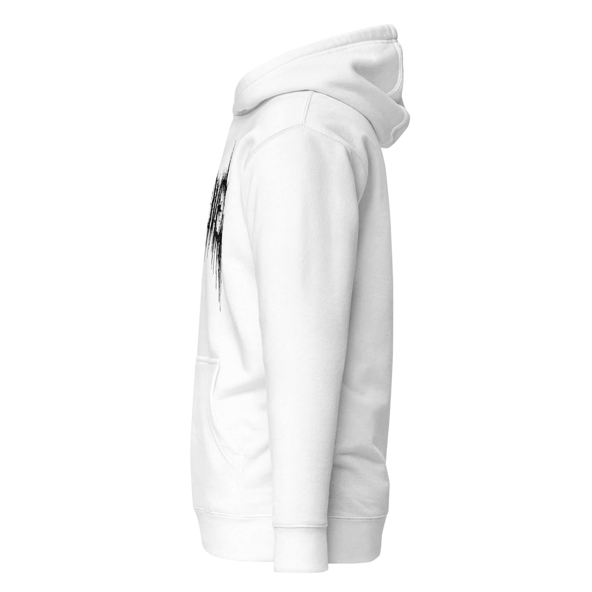Dripping ALIVE hoodie white — raw graphic streetwear - side view left

