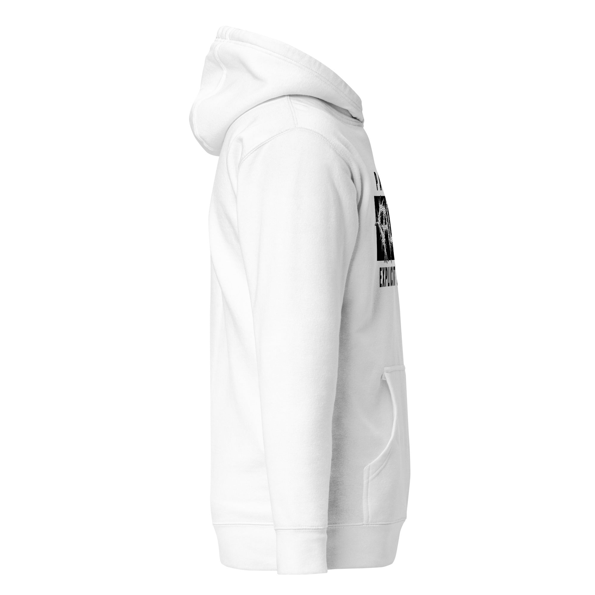 Parental advisory ALIVE hoodie white — bold streetwear - side view right