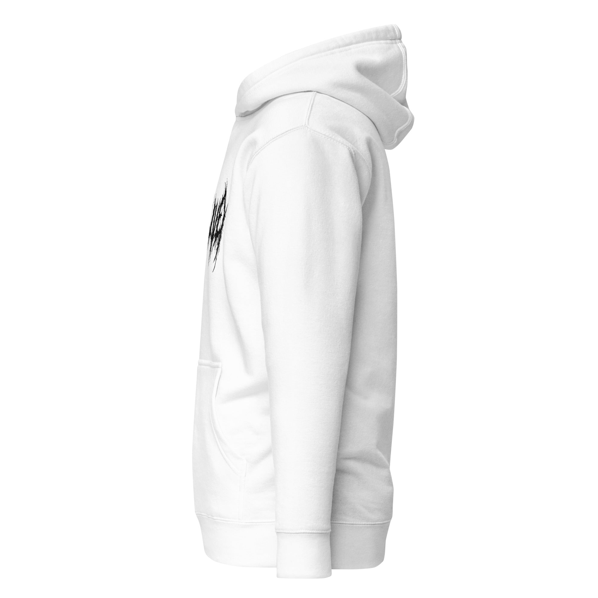 Thorn logo ALIVE hoodie white — minimalist streetwear - side view left
